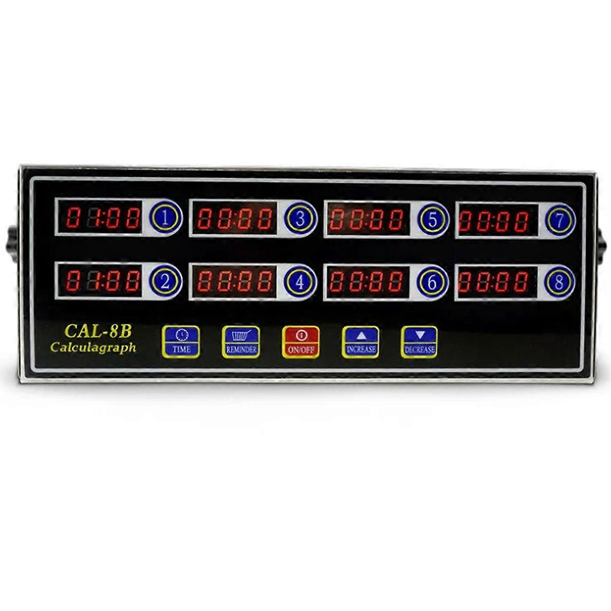 8-Channel Stainless Steel Digital Kitchen Timer with Alarm and Clock Reminder