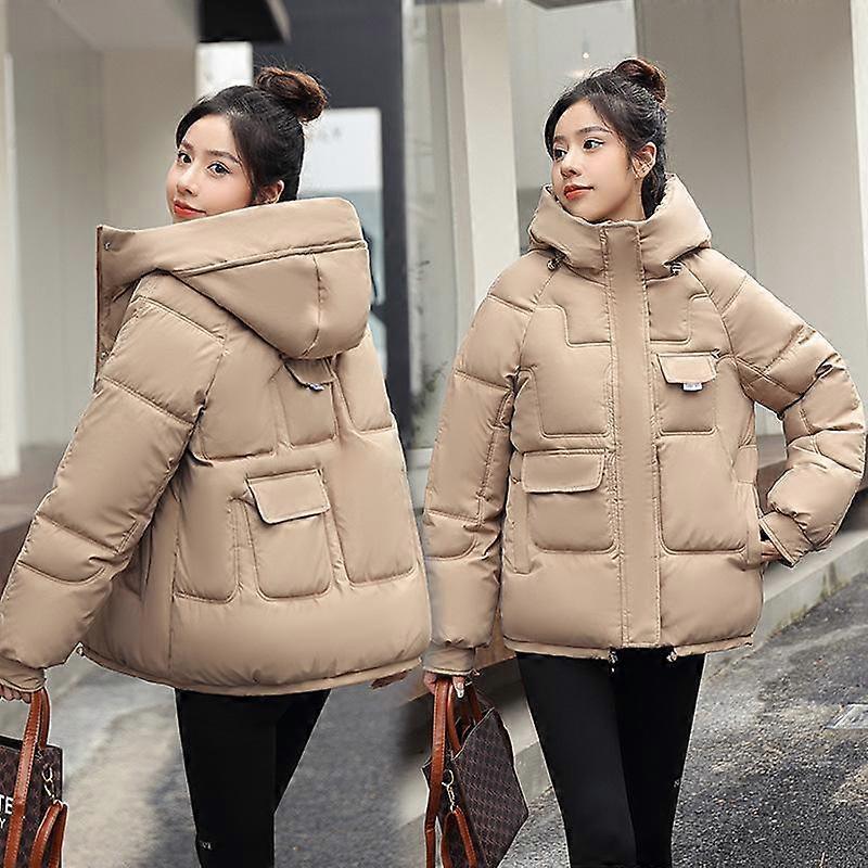 Women Winter Cotton Coat Thickened Padded Stuffed Lady Thick Padded Jacket Long Sleeve Zipper Closure Loose Lady Down Jacket