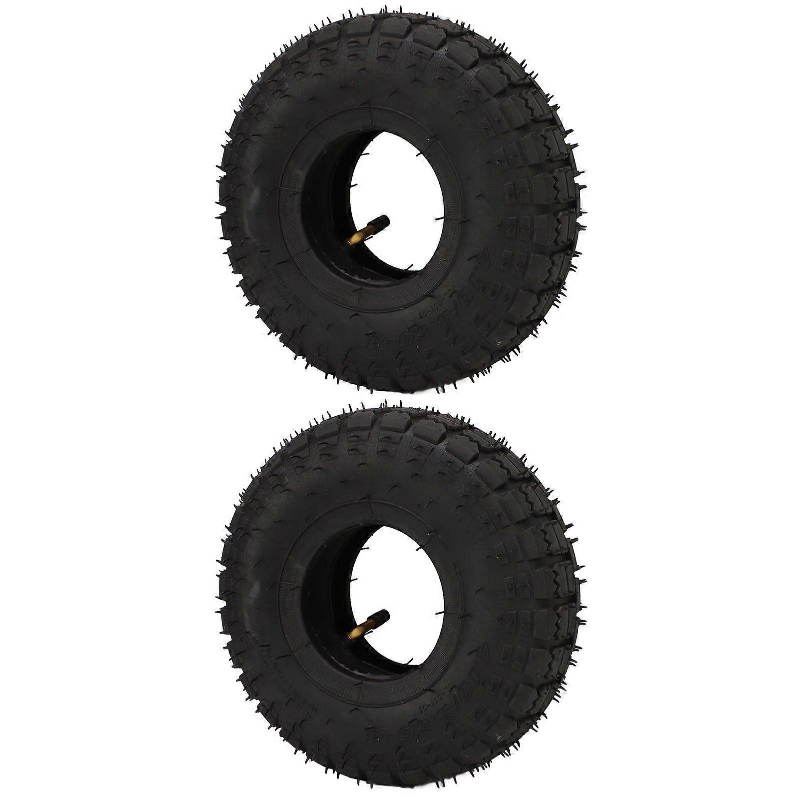 2 Sets 4.10/3.504 Tire and Inner Tube Set 4in TR87 Bent Stem Rubber Shock Absorption Perfect Sealing for Lawn Mower Wheelbarrow MK1009
