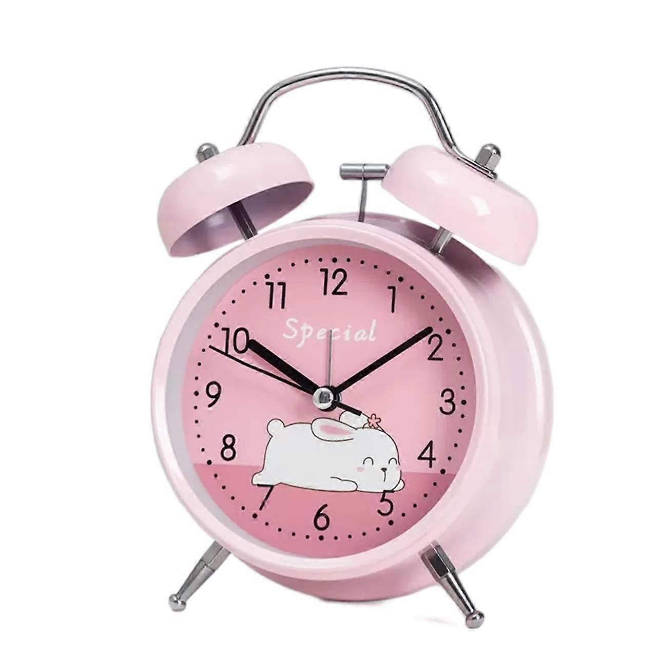 4 Inch Non-Ticking Analog Alarm Clock with Backlight and Large Numbers for Bedroom, Office, or Home Use