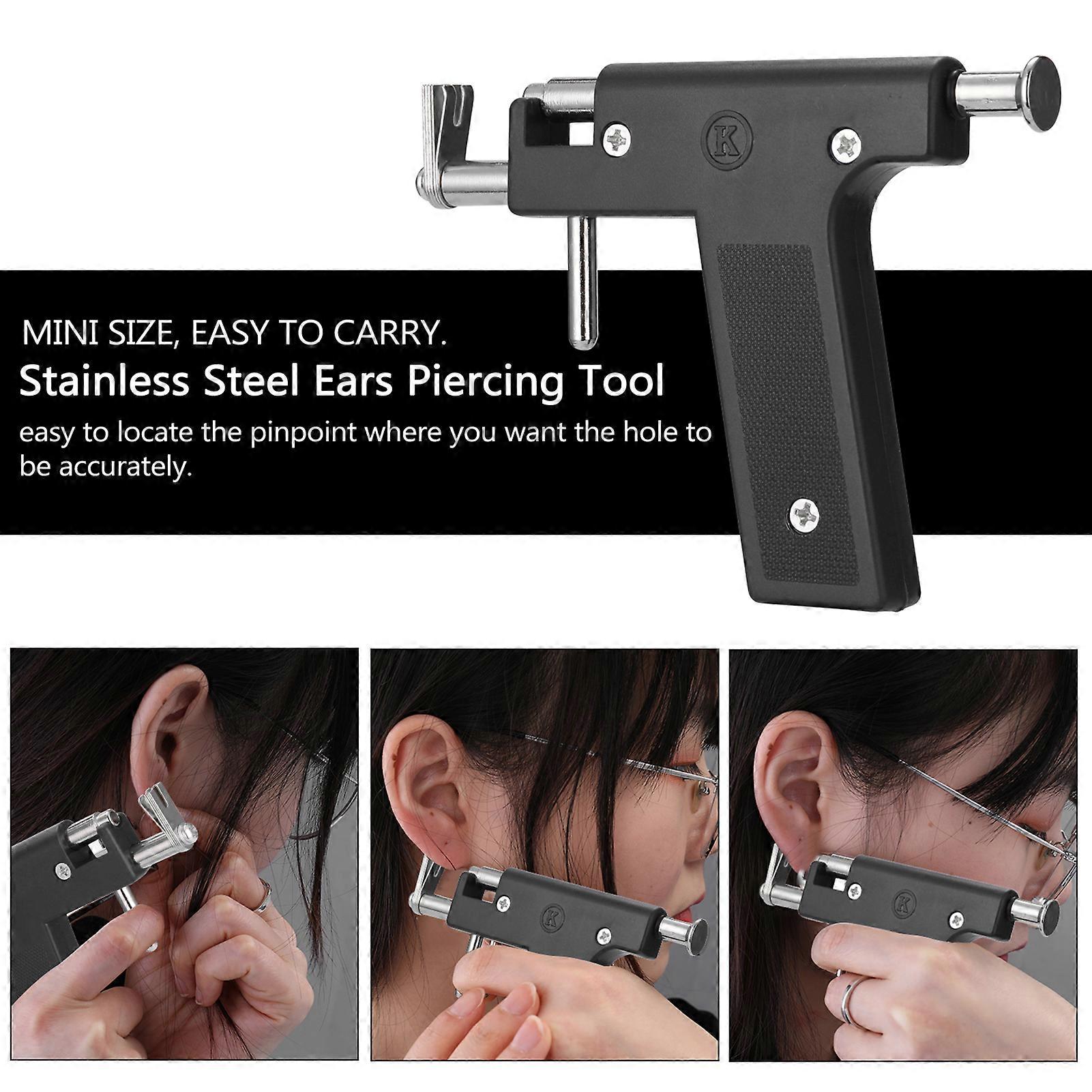 Stainless Steel Body Piercing Tool Kit Professional Ear Nose Navel Piercing Machine with Ears Studs Tools