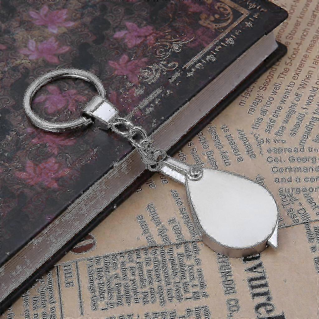 Folding Pocket Magnifier Mini Metal Keyring Loop Magnifying Eye Glass Reading
