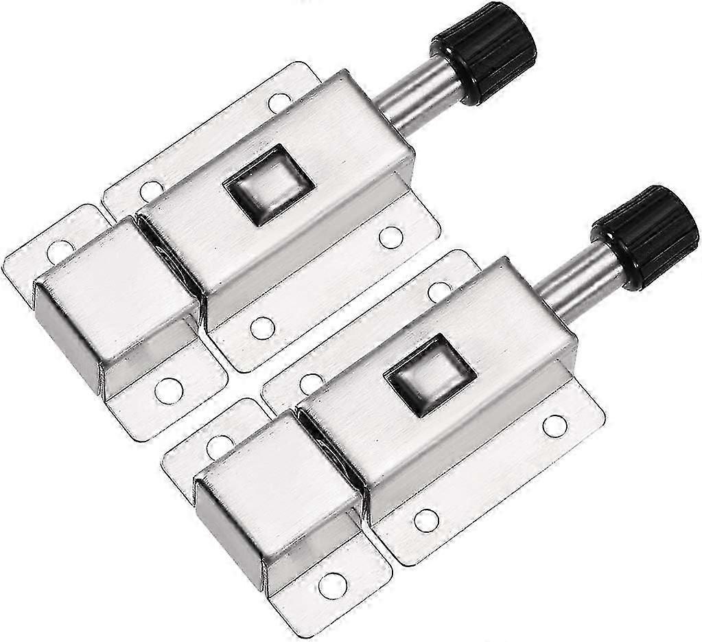 unique Door Barrel Bolt, Stainless Steel Security Push Button Spring Loaded Latch, 2 Pcs
