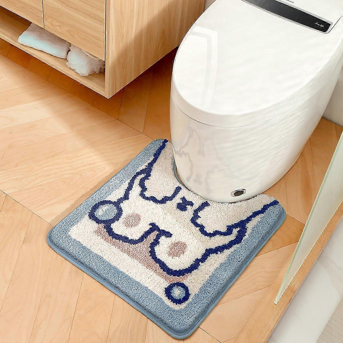Soft Bathroom Floor Mat 20x22 Inches Non-Slip Memory Foam Absorbent Rug for Home Use in Grey Color