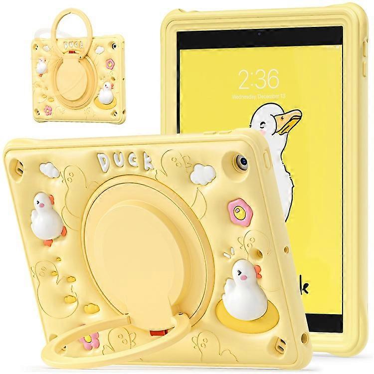 Compatible For iPad 10.2 (2021) / (2020) / (2019) Case Cartoon Duck Hand Grip Kickstand PC+Silicone Tablet Cover