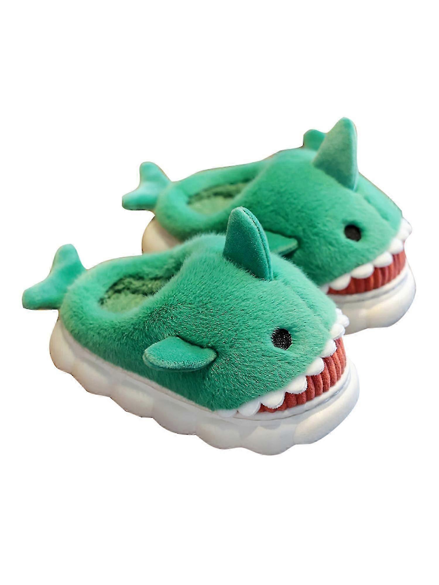 Gyerekek Cápa papucs plüss meleg papucs csúszik a bolyhos cipőkön télen