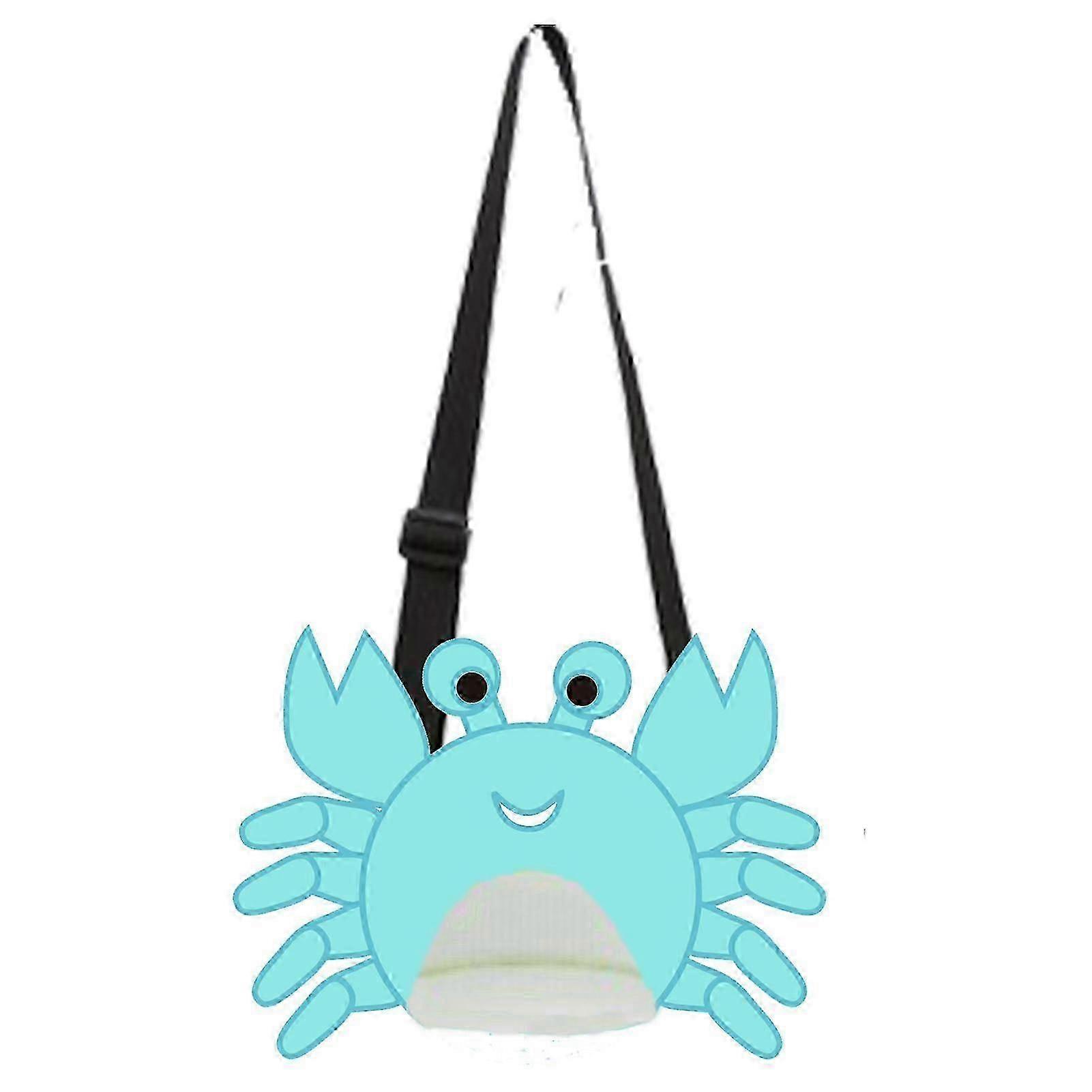 Kids Mesh Beach Bag Shell Collecting Bag Cartoon Crab Toy Storage Bag Seashell Swimming Accessories With Adjustable Shoulder Straps