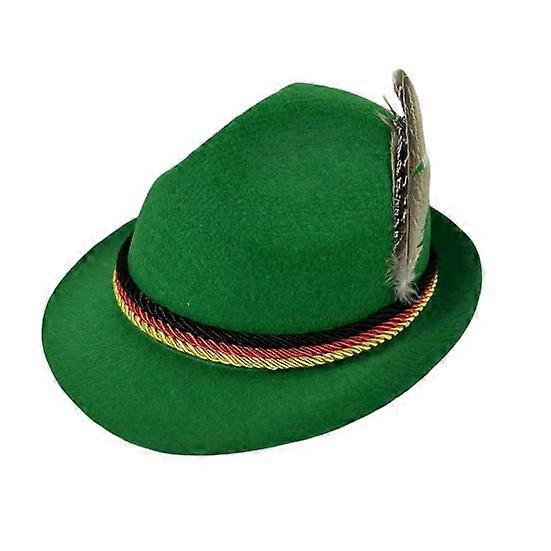 Top Hat Oktoberfest Fedora Retro Bavarian Style Unisex Cap with Feather And Rope Decor Holiday 1920s Themed Parties Cosplay Events Hat