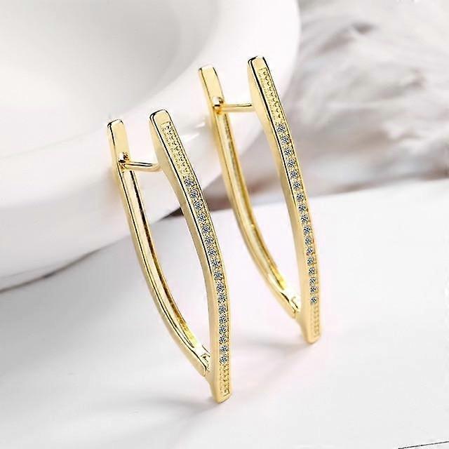 New 925 Sterling Silver Earrings V-Shaped Irregular Triangle Earrings Inlaid Zirconium Diamond Earrings Geometric Earrings Women