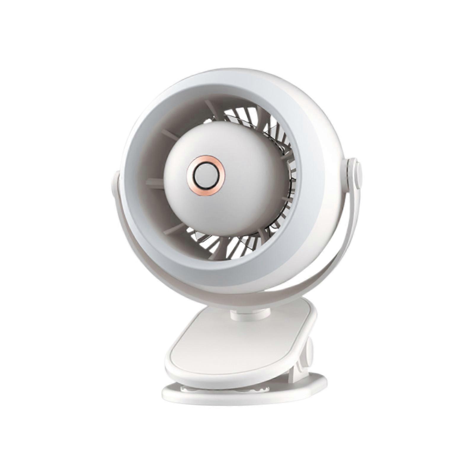 Fan With Light Clip Turbo Fan Three-speed Adjustment Rotation USB Rechargeable Portable Silent Small Fan Round Clip Desktop Small Fan Mini