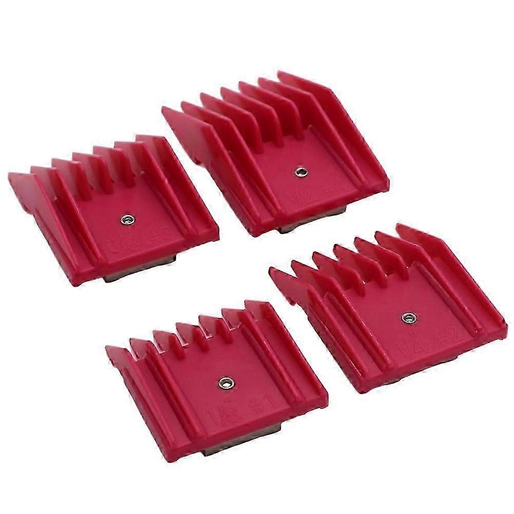 4 Pieces Professional A5 Style Hair Clipper Attachment Guard Guide Cutting Combs Set Compatible Classic Red