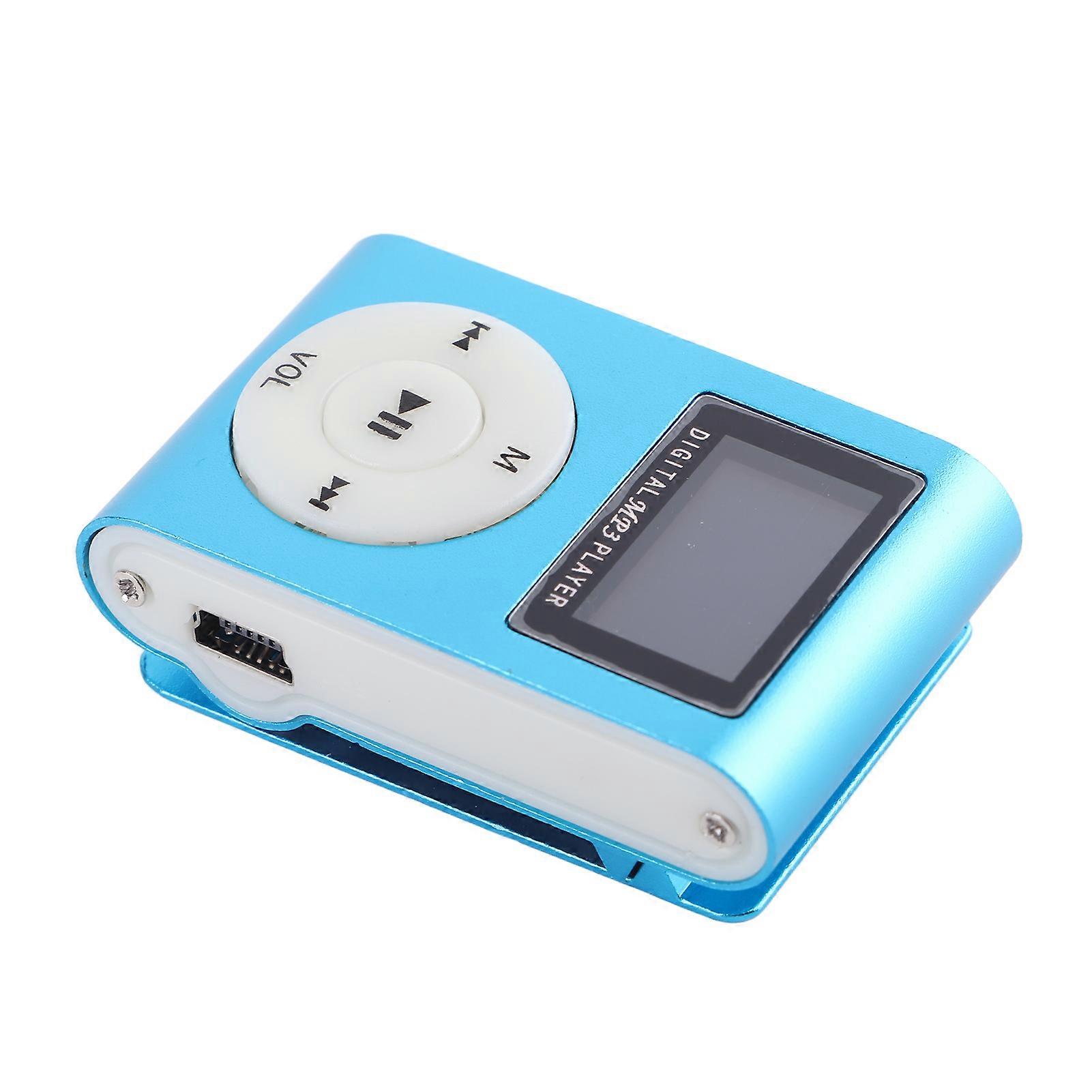 MP3 Music Player 128M Song Card Portable Mini Music Player with Metal Shell for Students Sports Running Blue 