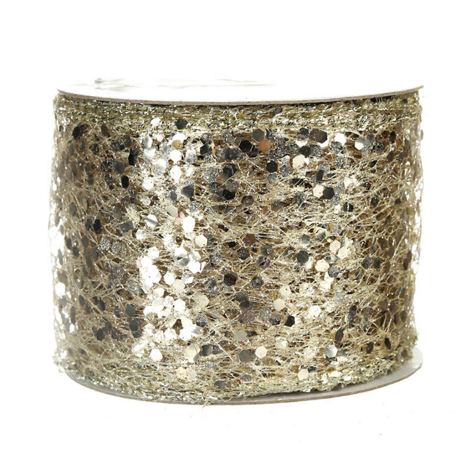 Colorful Ribbons Trim Large Sequins Mesh Coquetts With Wire Edges And Festive Decorative Webbing