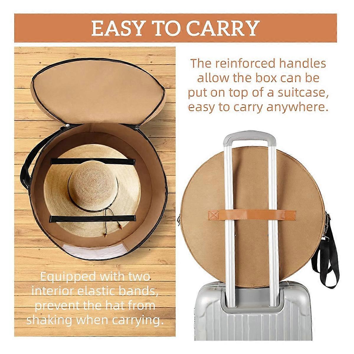Hat Storage Box with Lid, Foldable Felt Hat Box with Transparent Lid