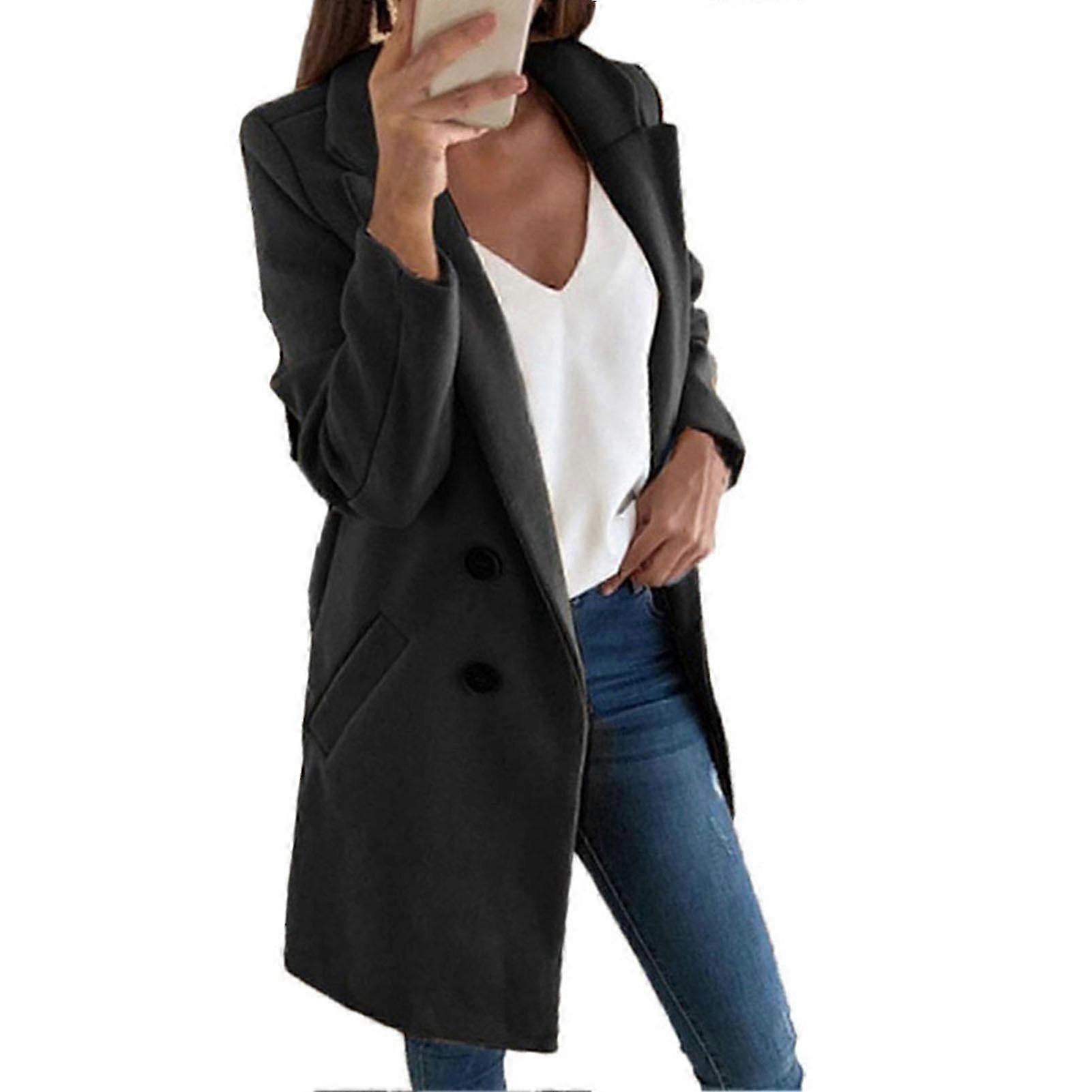 "Women's Windbreaker Suit Collar Slim Type Spring Double-Breasted Jacket Coat"