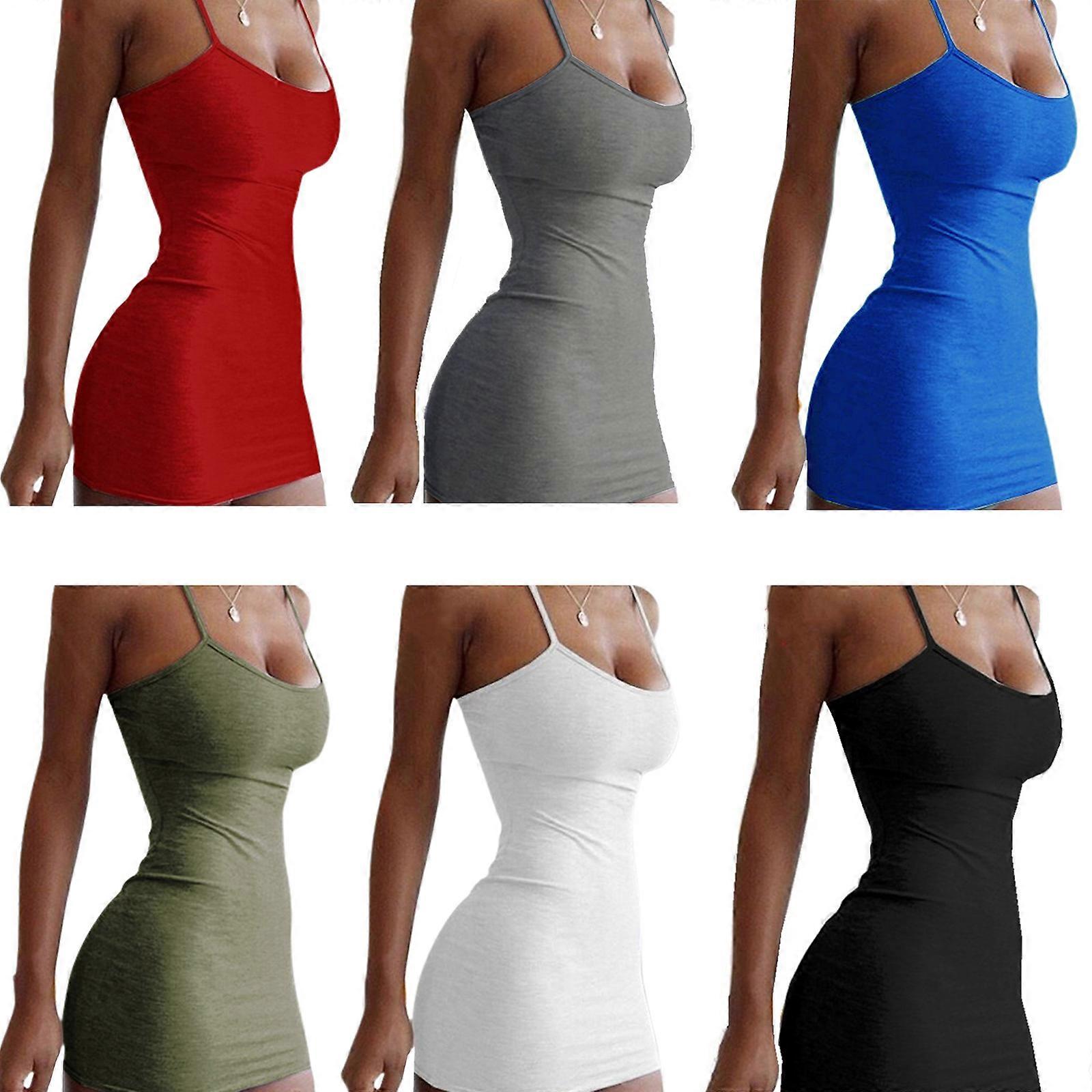 Solid Mini Bodycon Dress Sleeveless Casual Wrap Hip Halter Neck Sundress Spaghetti Strap for Wife Mother Girlfriend Gift  White S