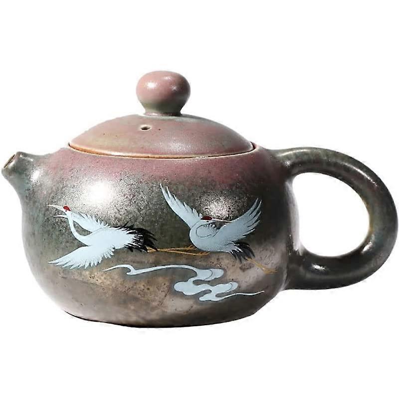 Japanese Ceramic Crane Pattern Porcelain Handmade Teapot for Kung Fu Tea Set, Vintage Style, 800ml Capacity, Traditional Design