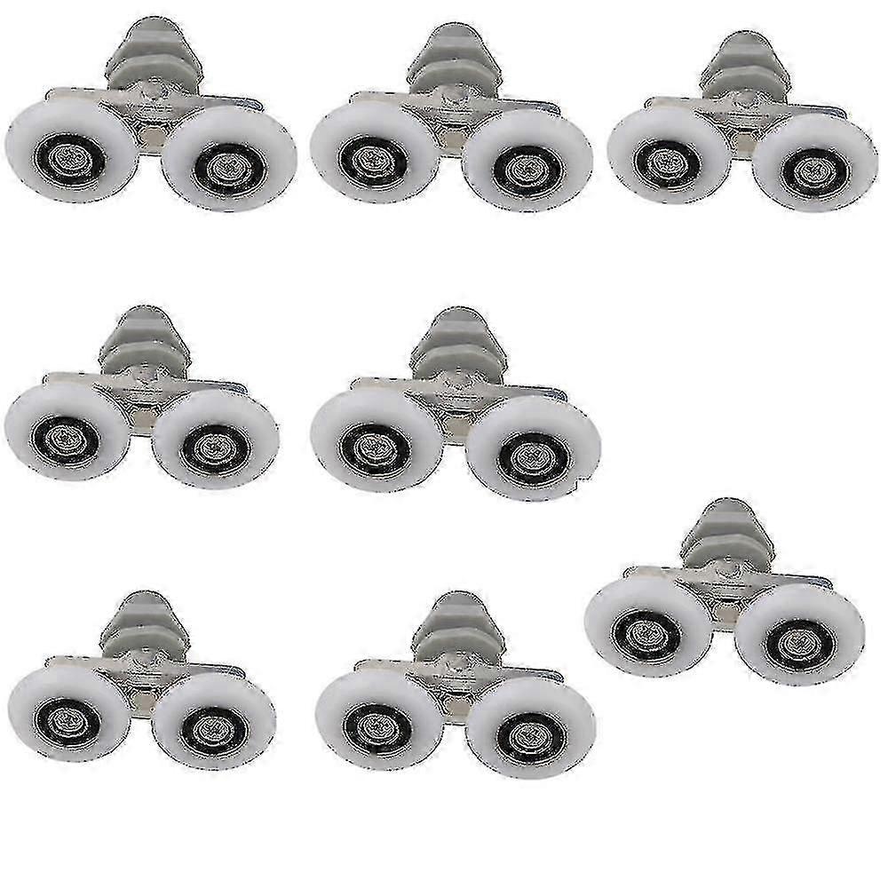 8pcs Shower Door Wheels - Bathroom Replacement Double Twin Top Rollers / Runners / Pulleys