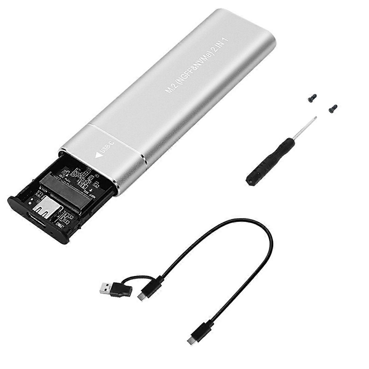 M2 SSD-fodral Gratis M.2 NVMe NGFF SSD-disk Box Silver
