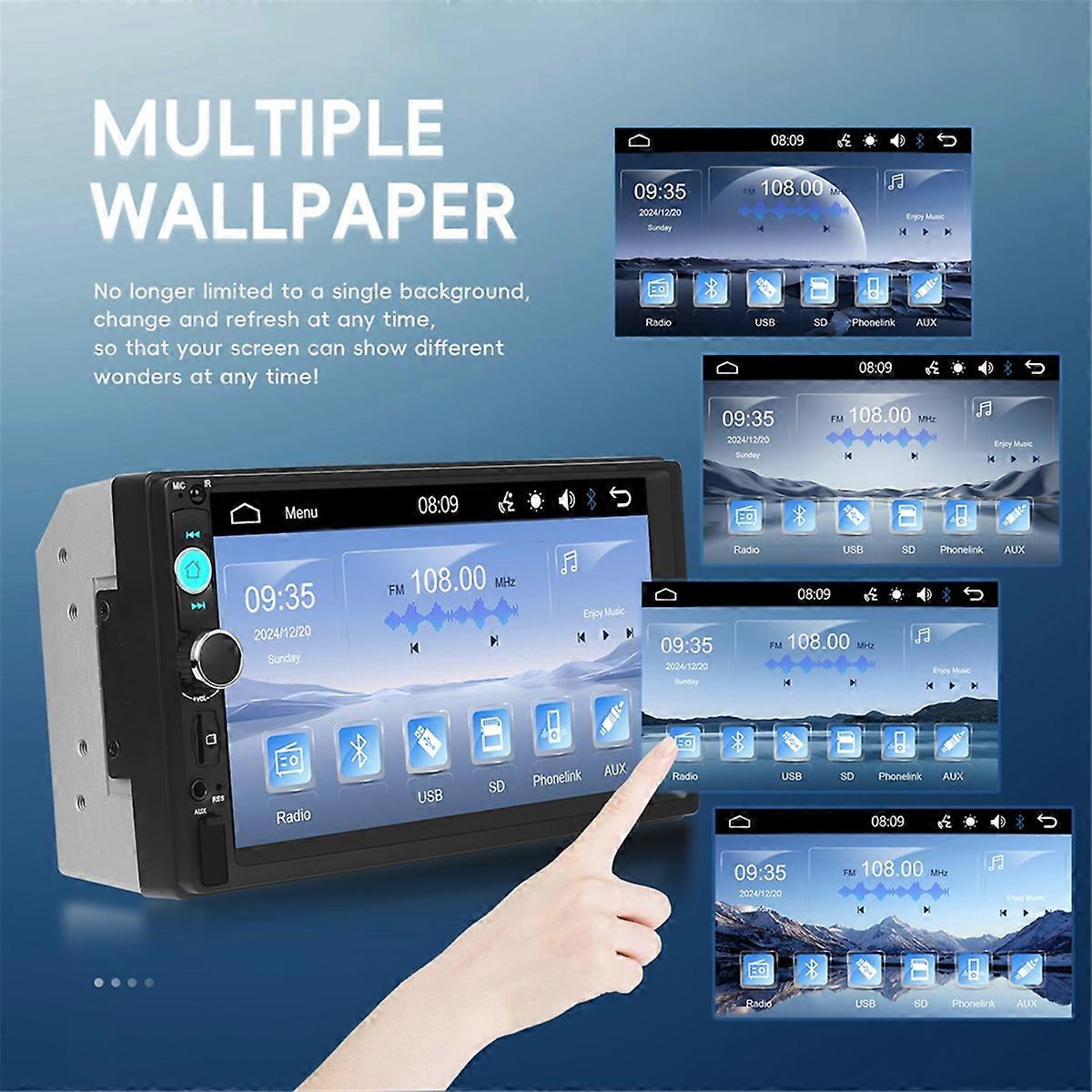 7 Inch Double Din Car Stereo Supports Wired Carplay/Mirror Link/FM,