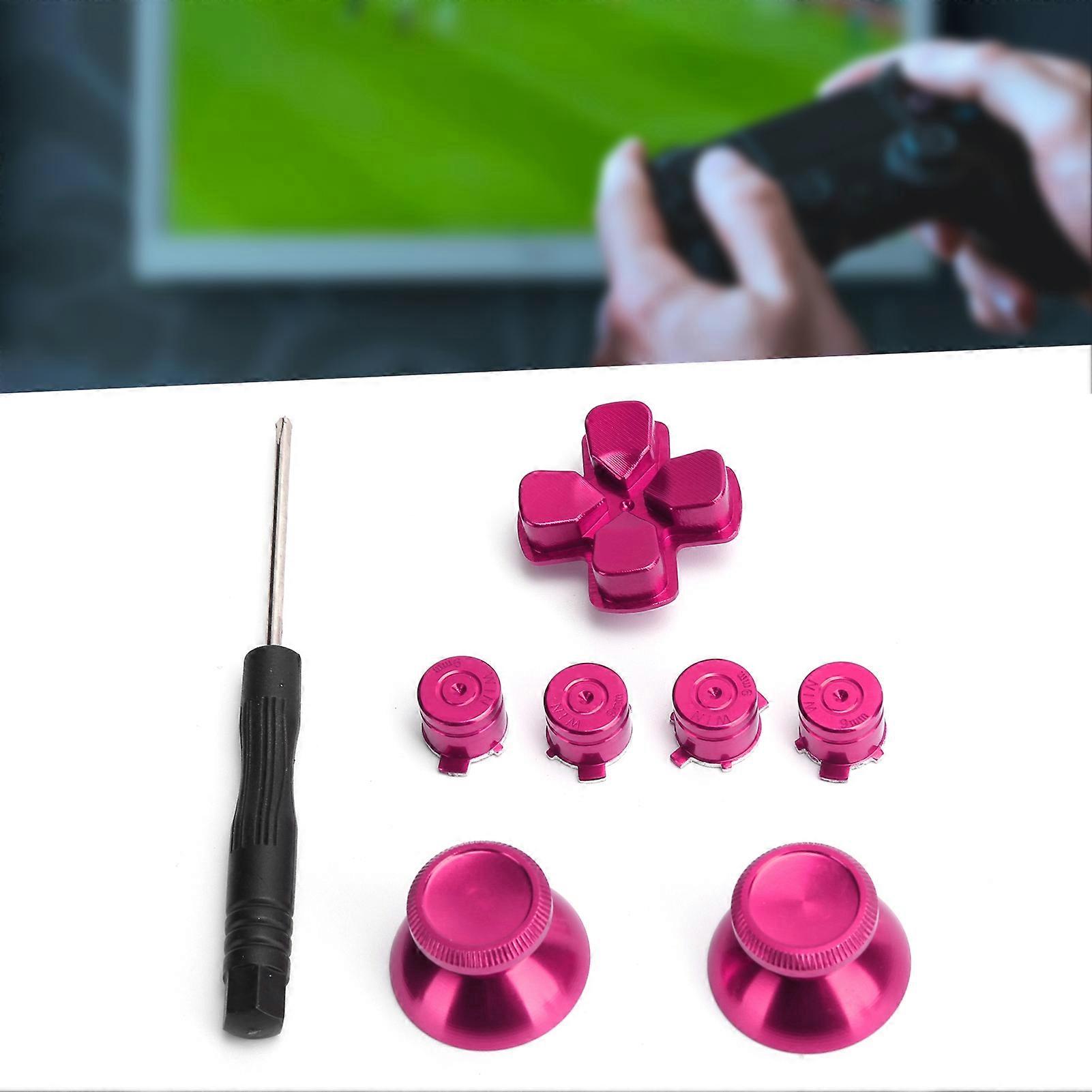Metal Button Thumbstick Simulates Grip for PS4 Gamepad Controller Joystick ReplacementRose Red 