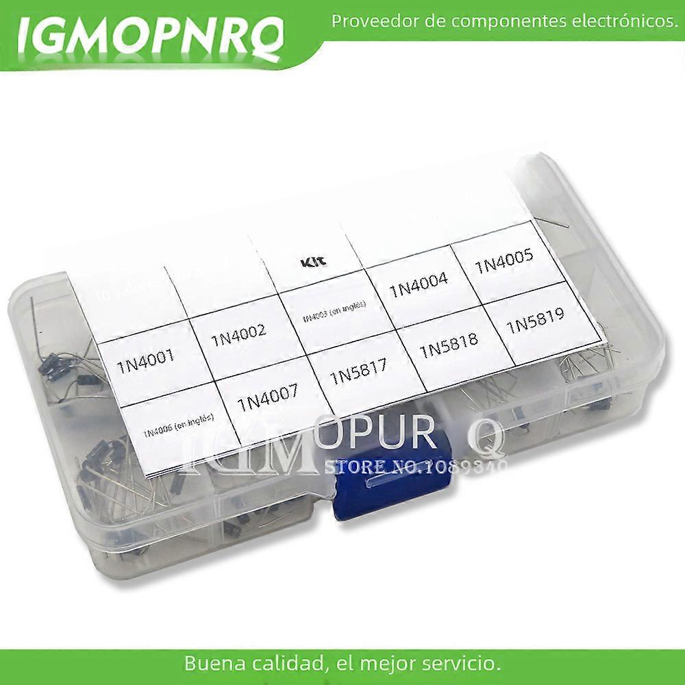 100-Piece Rectifier Diode Kit Assorted 1N4001-1N5819 with Box Standard Rectification Diode Maximum Voltage 5V