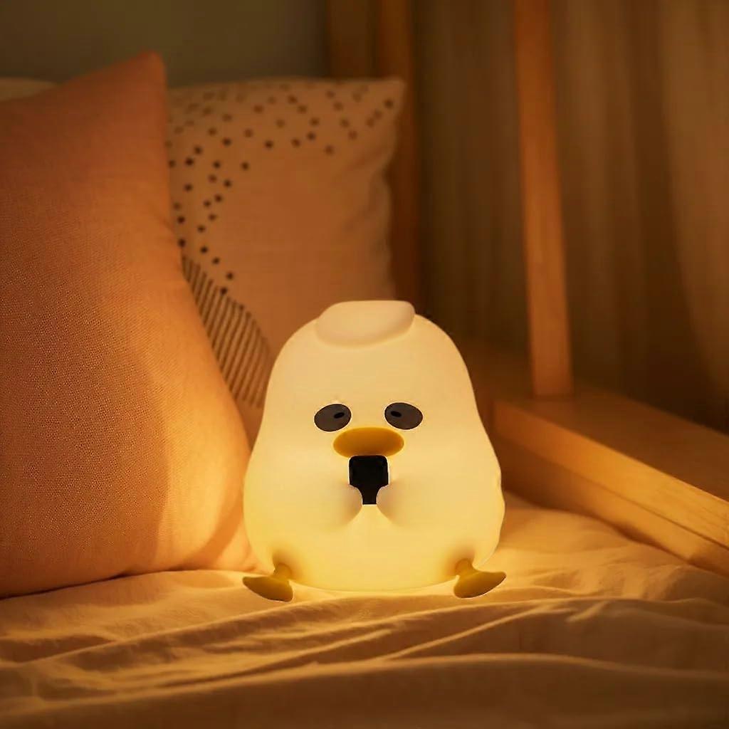 Duck Lamp Night Light with 30-Minute Timer, 3 Adjustable Brightness Settings, Soft Squeezed Design, Kid-Friendly نور التصميم