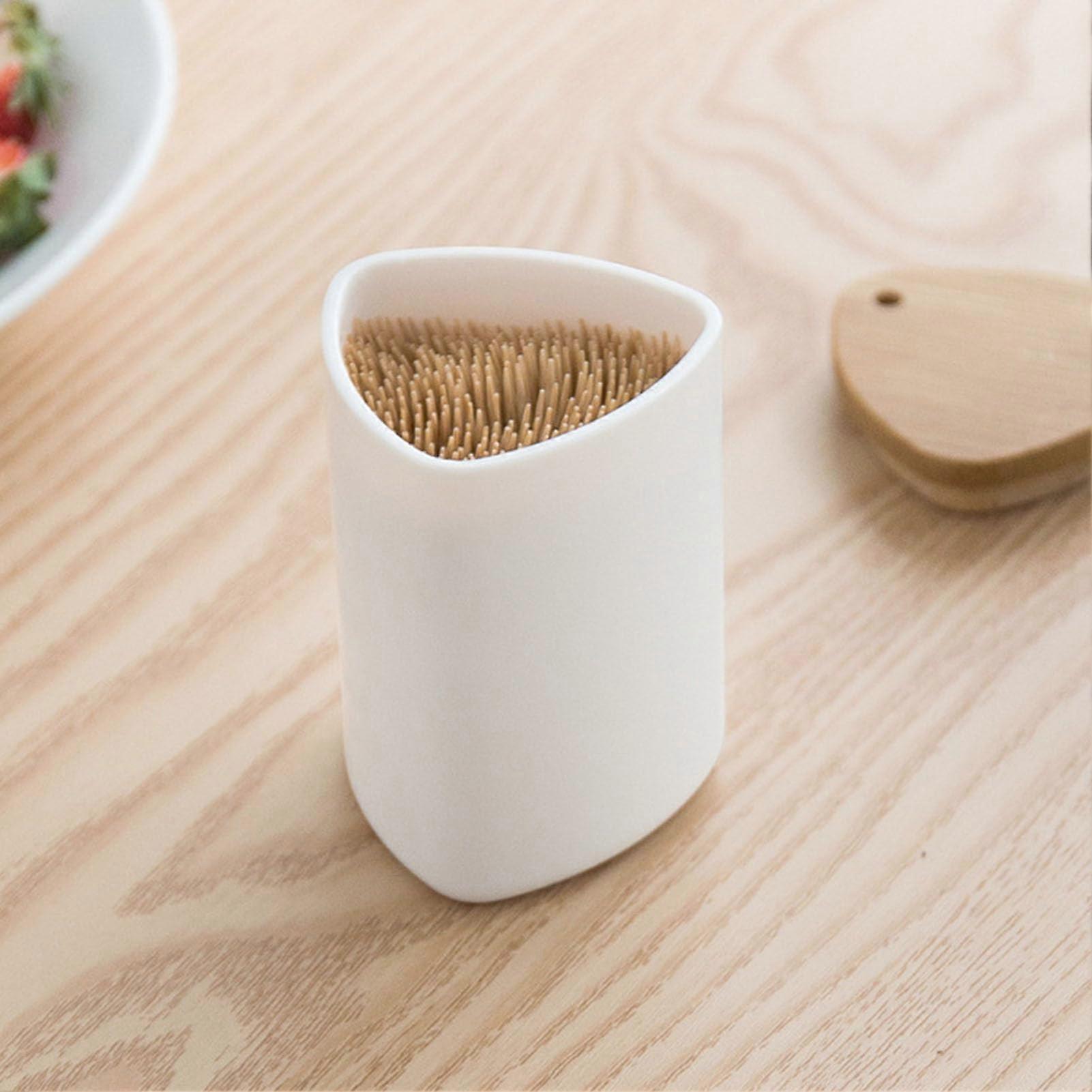 PS Toothpick Storage Box, Bamboo Toothpick Dispenser, Large Capacity, Modern Minimalist Tabletop Organizer For Hotels