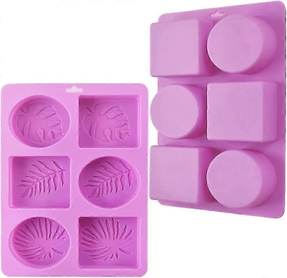 Set of 2 Leaf-Decorated Silicone Soap Molds with Rectangular and Oval Shapes