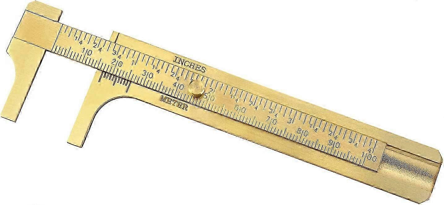 4 Inch Vernier Caliper, Brass Sliding Double Scale Handy Gauge Ruler Measuring Tool