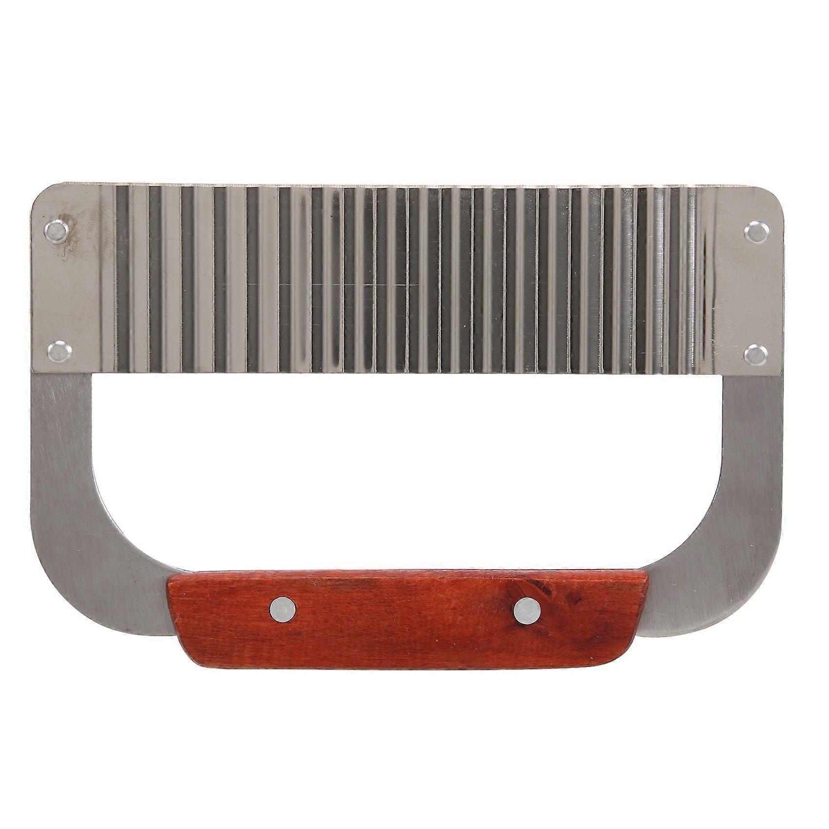 Stainless Steel Crinkle Cutting Tool Potatoes Chips Cutter Carrot Slicer with Wooden Handle Food Vegatable Cutting Knife