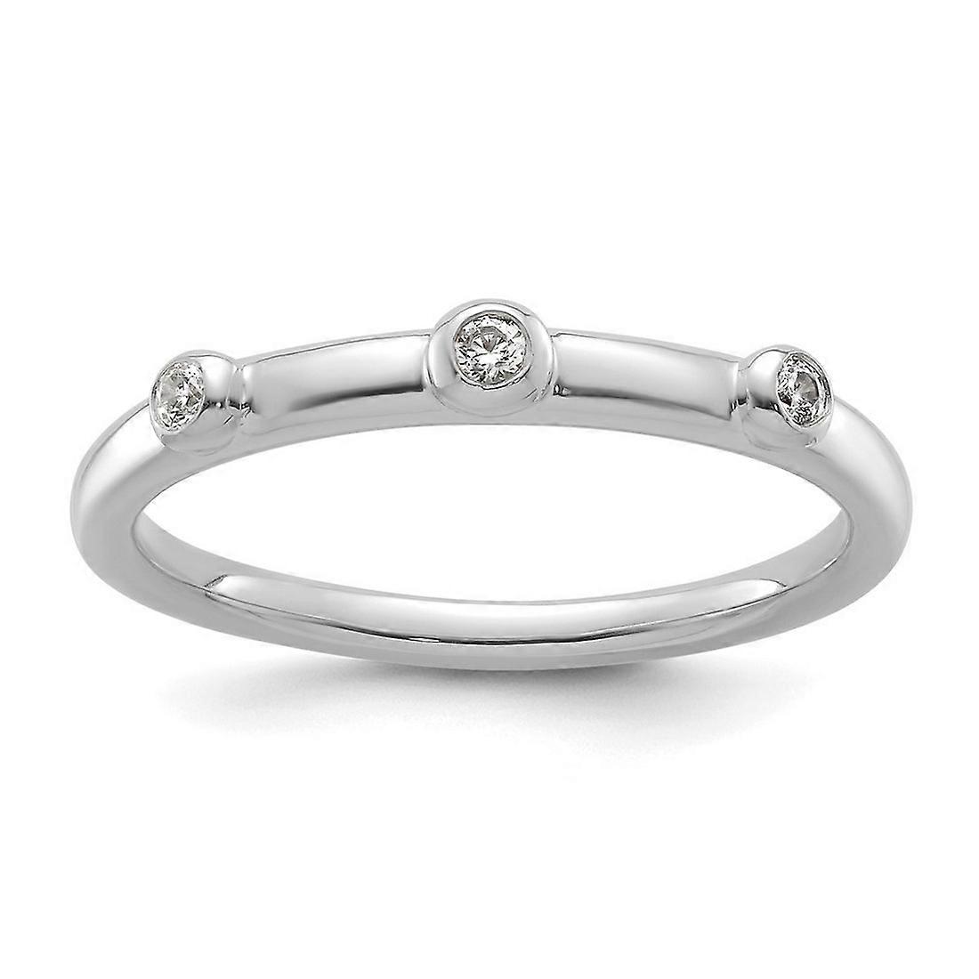 2.25mm 14k White Gold Stackable Diamond Ring-Stackable-Ring for Women - Ring Size: 5 to 8