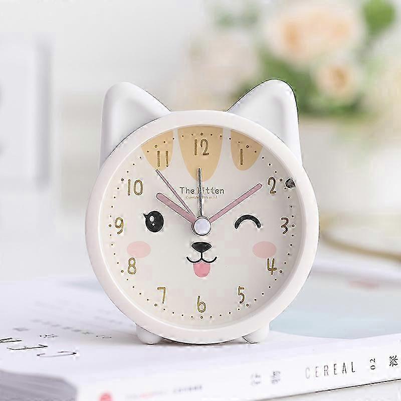 Cat Alarm Clock for Kids: Silent Non-Ticking Bedside Clock with Backlight & Creative Design