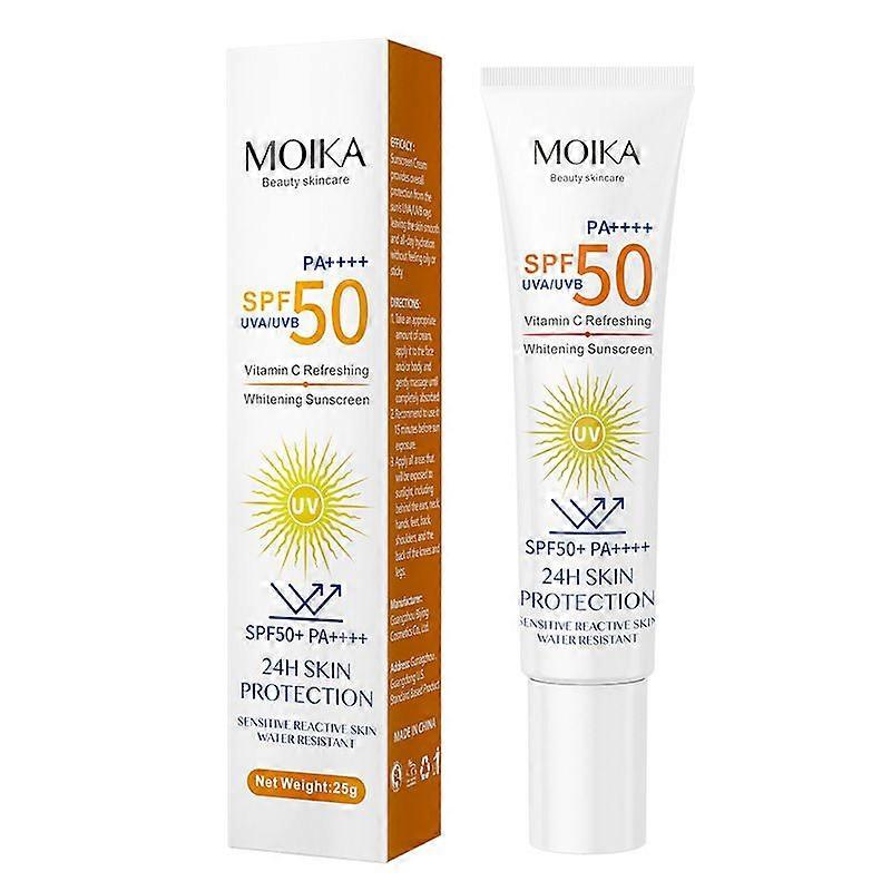 Vitamin C Sunscreen SPF 50, Moisturising Broad Spectrum Sunscreen with UVA/UVB Protection, Lightweight Non-Sticky Sun Protection Lotion for Face and B