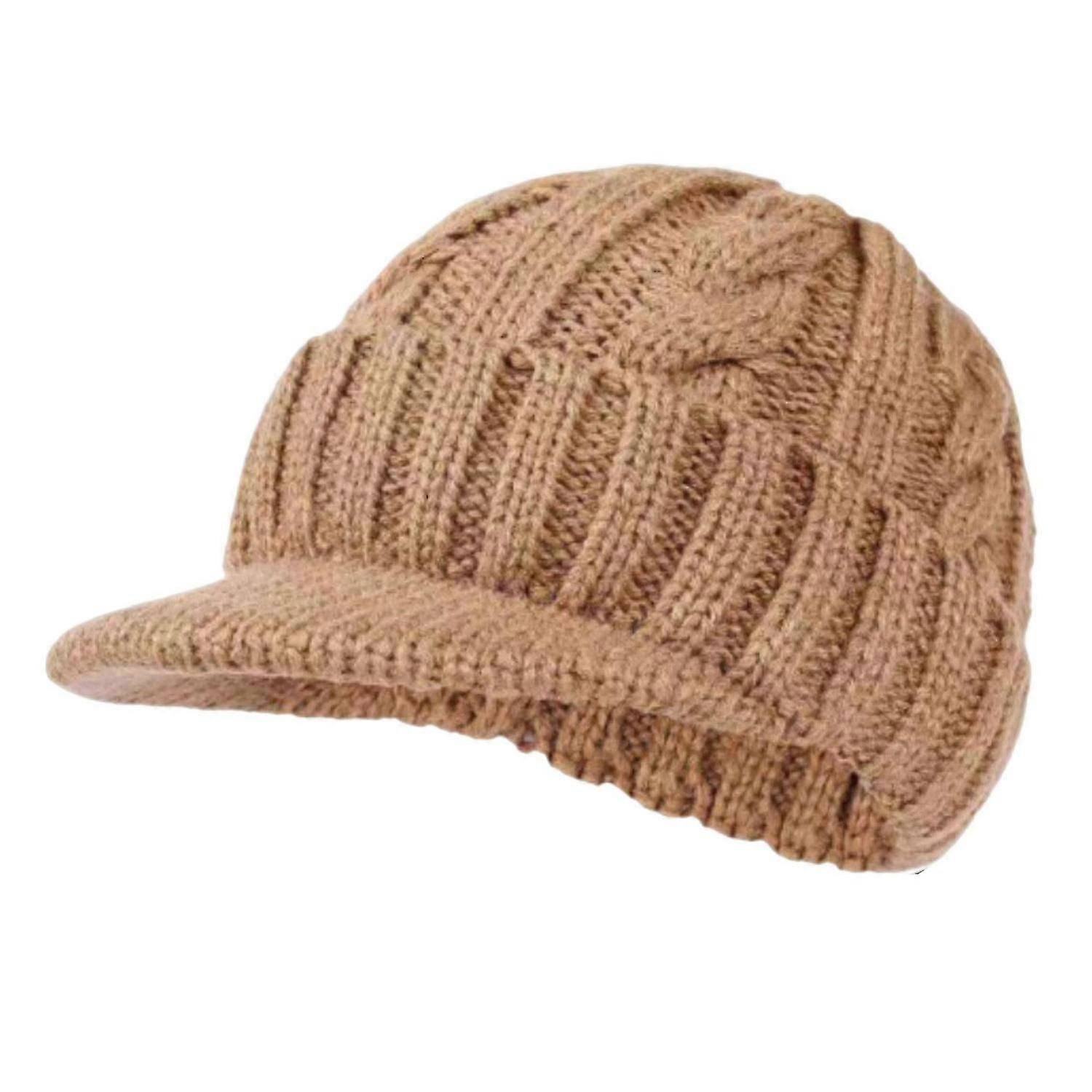 Mid-aged Men Winter Knitted Hat Stretchy Short Brim Thickened Twisted Texture Solid Color Ear