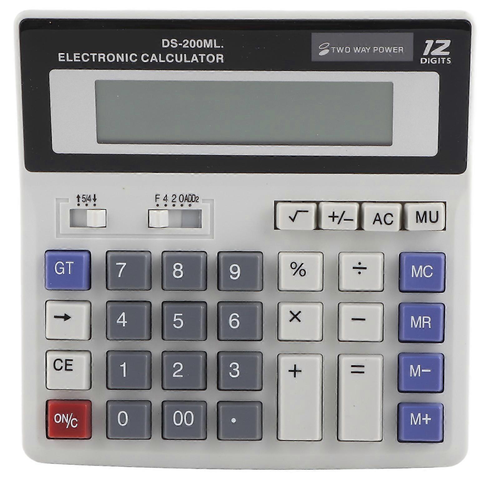 Solar Powered Calculator LCD Screen Basic Office Standard Function Calculator 12 Digit