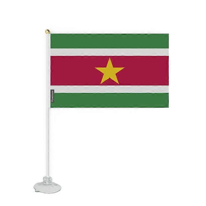 Suction Cup Flag - Suriname - 20 x 30 cm - Durable Polyester - Double-Sided Print - Multicolored