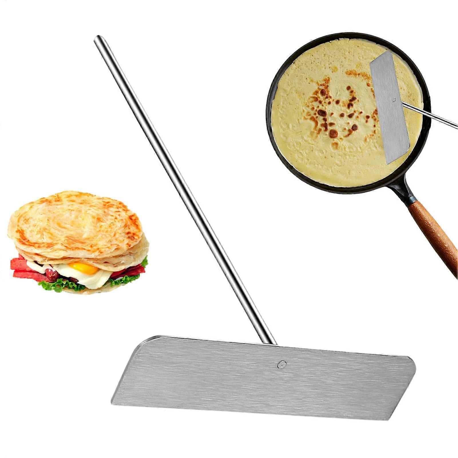 Barbecue Scraper and Pancake Turner Stainless Steel Spatula, Removable Pancake Turner, Crepe Distributor Tool