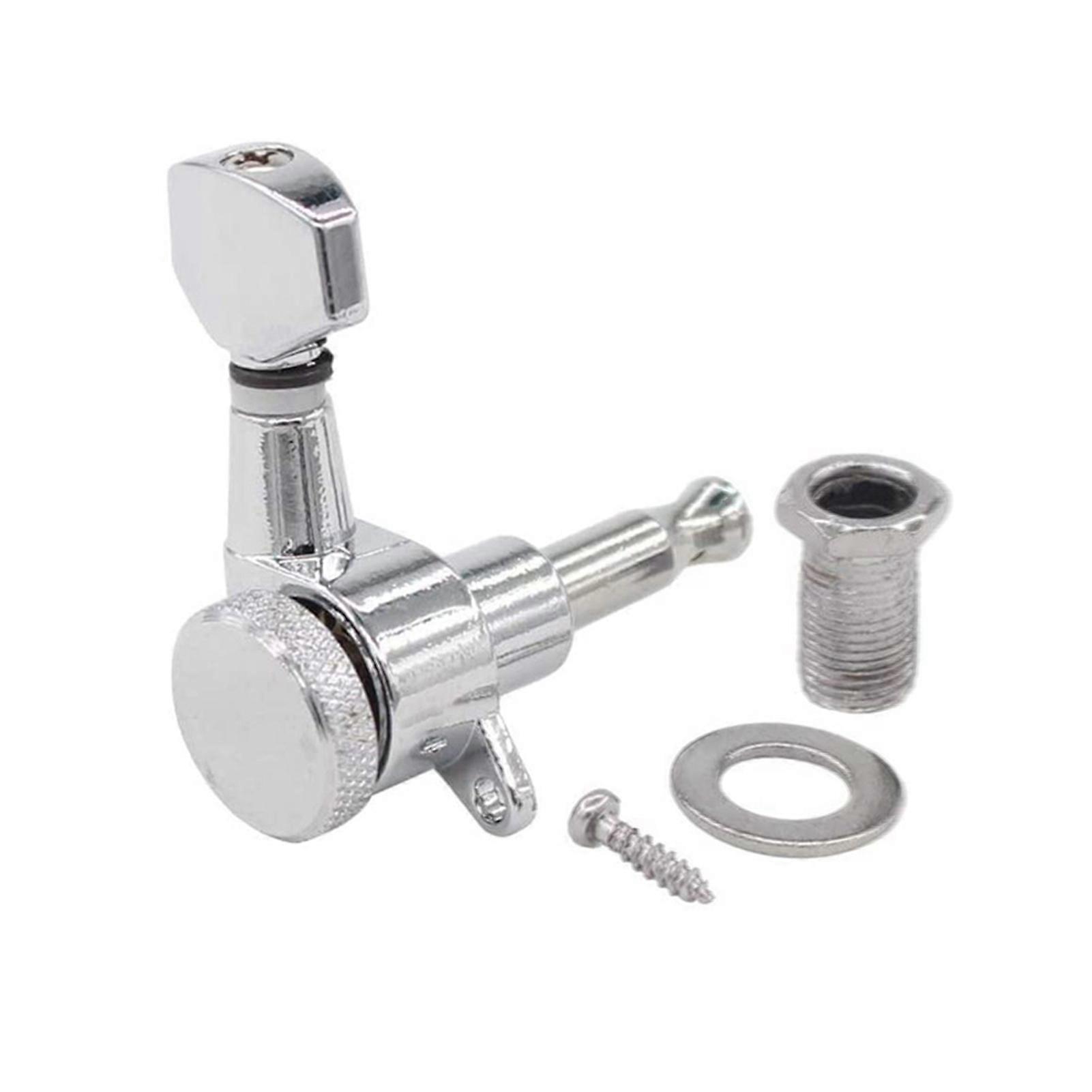 3 Left 3 Right Inline Electric Guitar Tuning Peg Sealed Locking Tuners Chrome Plated Guitar Tuning Keys Machine Heads 1 : 18 Compatible with ST Elect