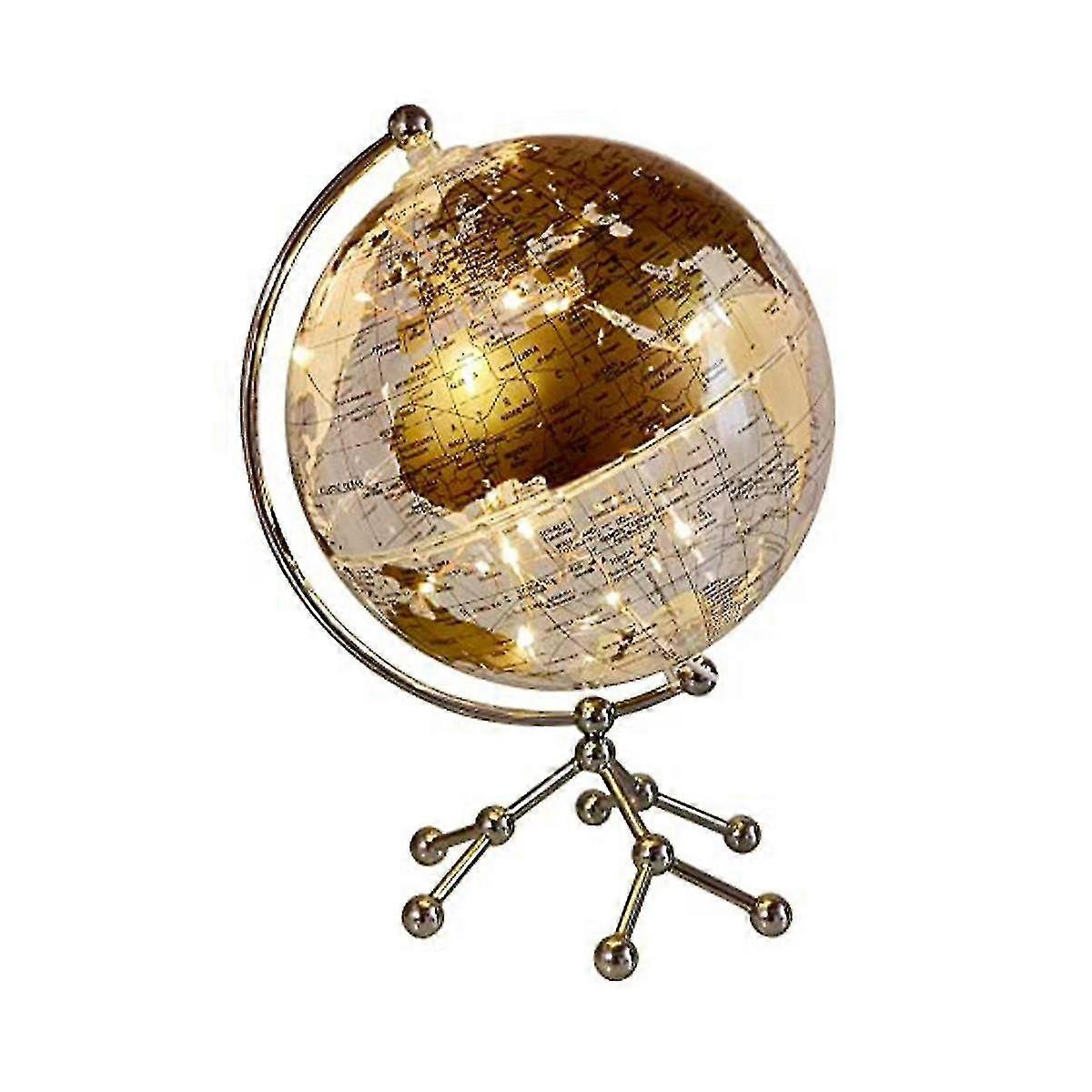 8-Inch LED Illuminated World Globe with Metal Stand - Educational & Interactive Geography Globe for Kids Teaching, Home Decor