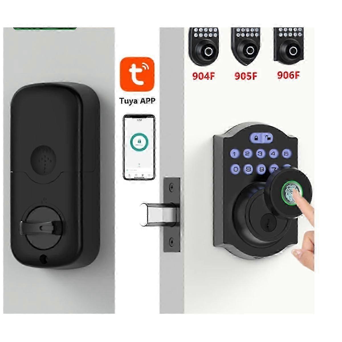 Tuya BLE Fingerprint Deadbolt Lock Smart Digital Lock APP Auto Lock Delay with Latch Password/Key/A