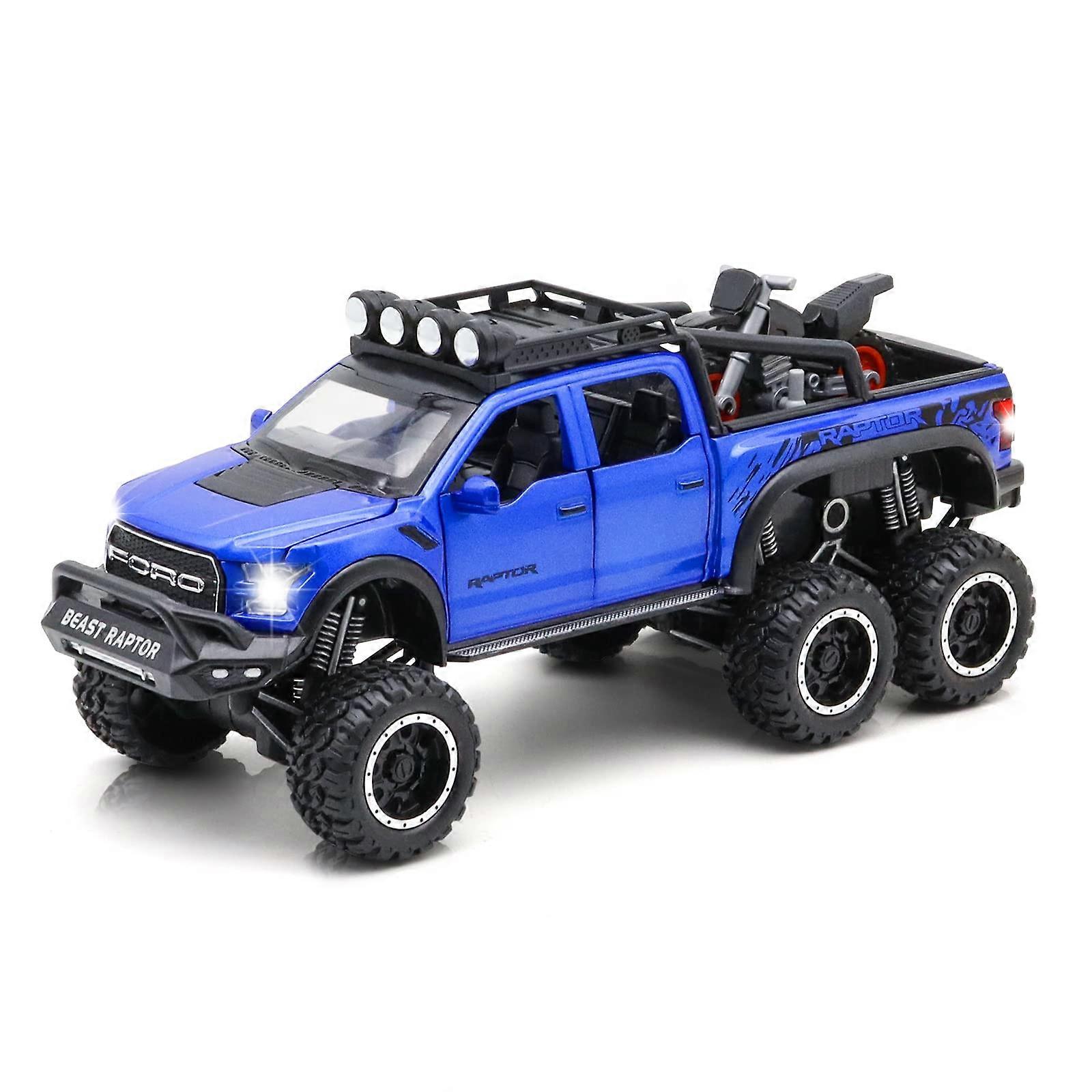 Monster Trucks for 1/24 Scale DieCast Toy Car F150 with Sound and Light (Blue)