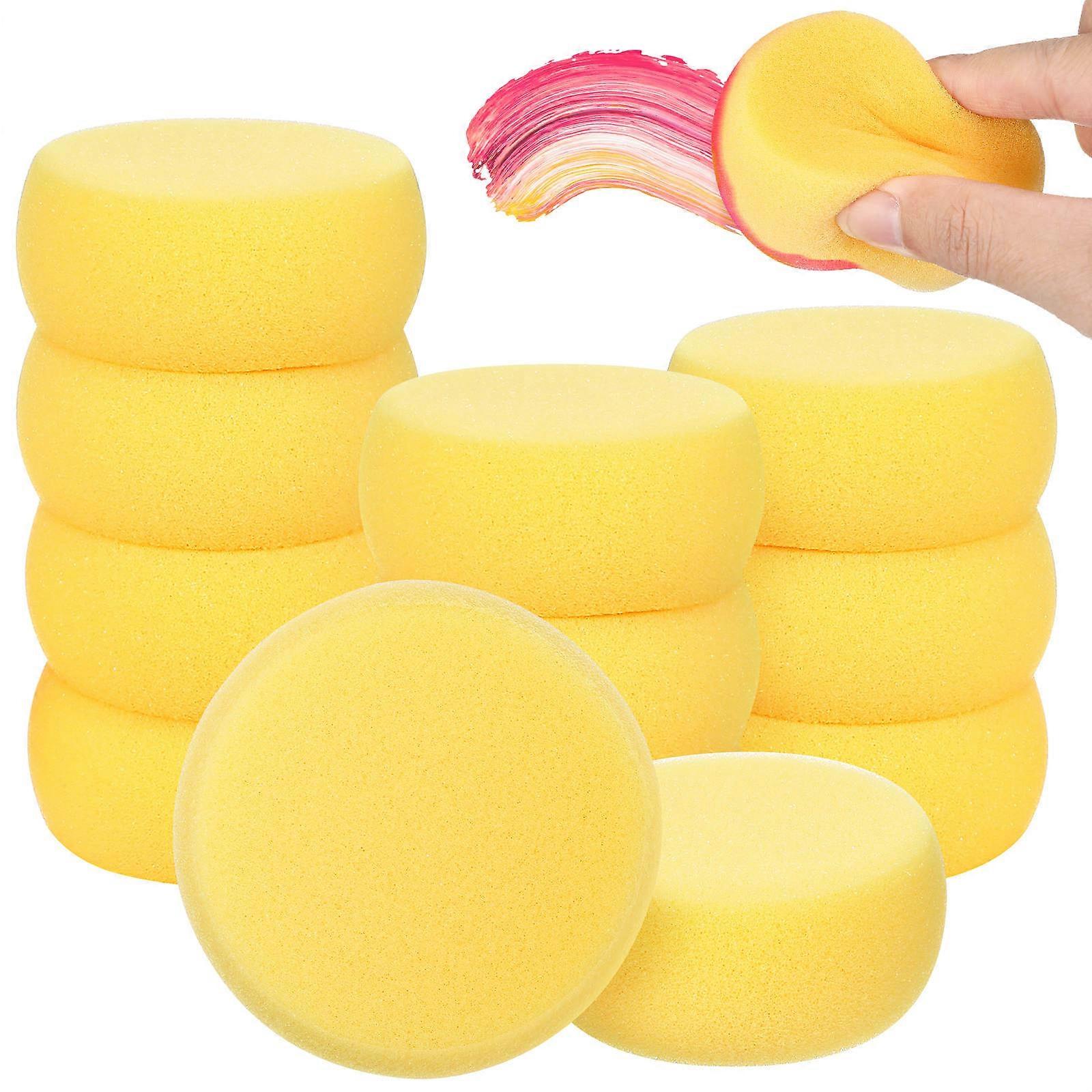 12pcs Round Yellow Synthetic Sponges for Pottery Painting Crafts – Absorbent & Easy Clean for Art Projects and Face Painting