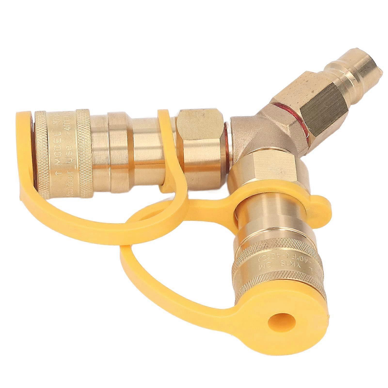 Gas Y Splitter, Quick Connect Y, Brass Rubber, Plug 3/8 Inch, Safe Performance, Easy Operation
