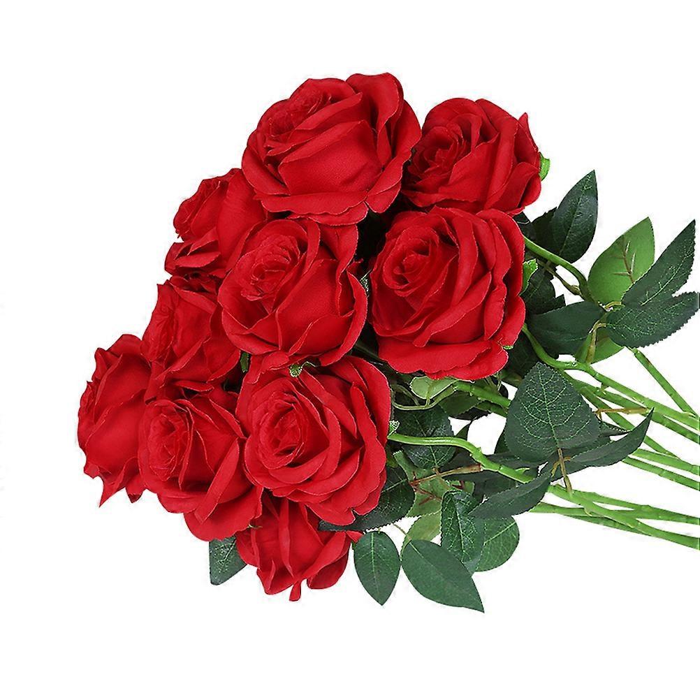 Ημέρα του Αγίου Βαλεντίνου τεχνητά λουλούδια κόκκινα τριαντάφυλλα μεταξιού για το σπίτι Νυφικό Γάμος Φεστιβάλ Φεστιβάλ Decor 20Pcs