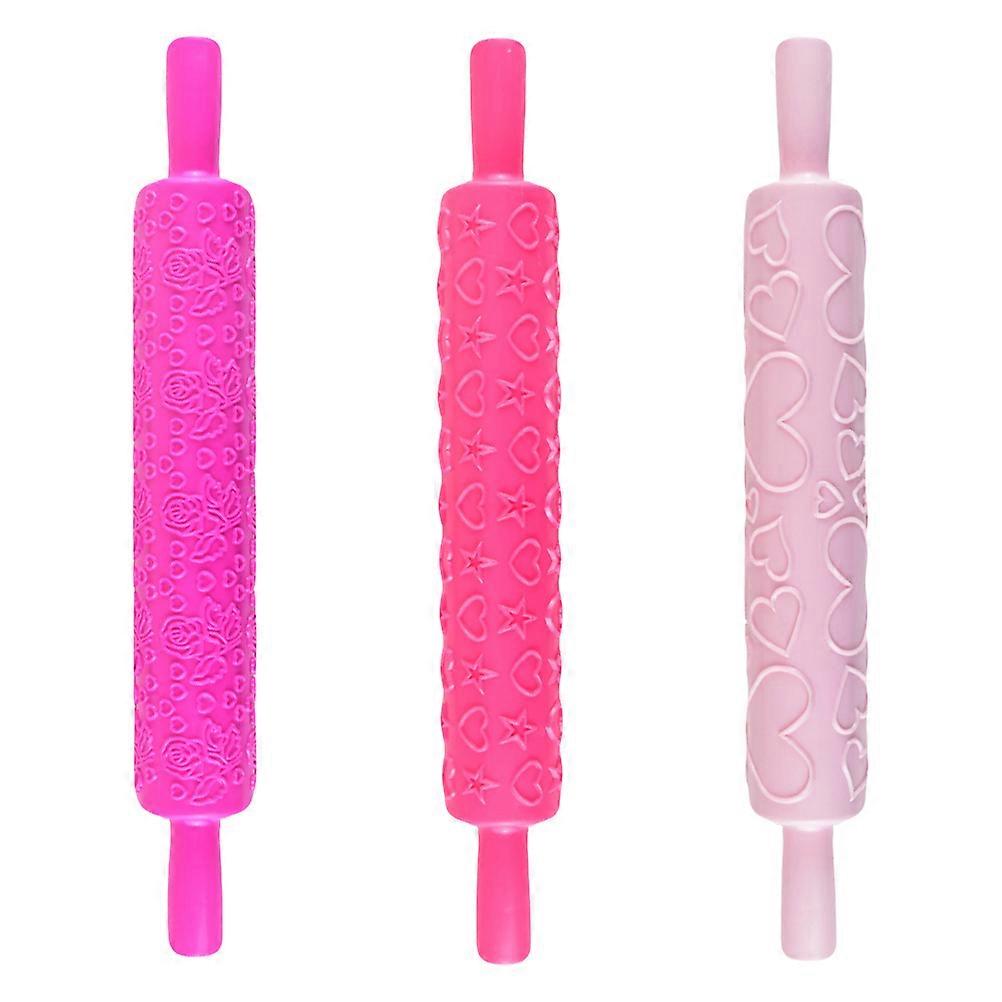 Solid Plastic Rolling Pin For Baking Dough Rolling Kitchen Gadget 37x5x5CM Assorted Color Heat Resistance 3Pcs