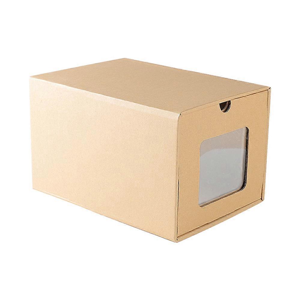 Shoe Storage Case Box Drawer Type For Home Use High Heels Light Brown 30 X 21 X 18.5 Cm Thickened Cowhide Paper 1Pcs