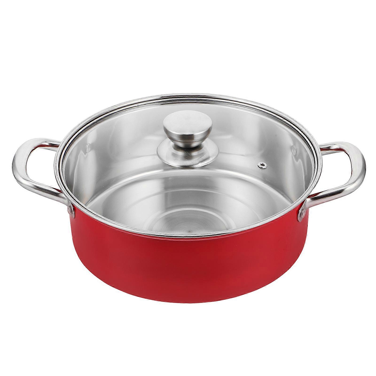 Soup Pots Stainless Steel Stock Pot Stewing Cooking Soup Stew Canning RV Use Red 37.00X28.00X14.00CM 1Pcs