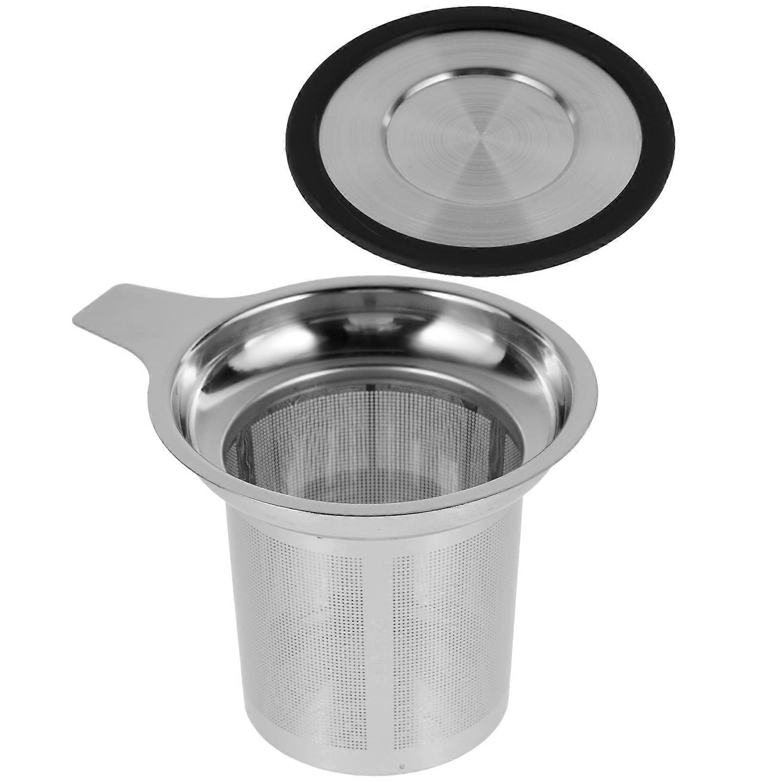Stainless Steel Tea Strainer Set with Lid – Fine Mesh Infuser for Standard Cups – Easy to Clean, Perfect for Loose Leaf Tea Lovers