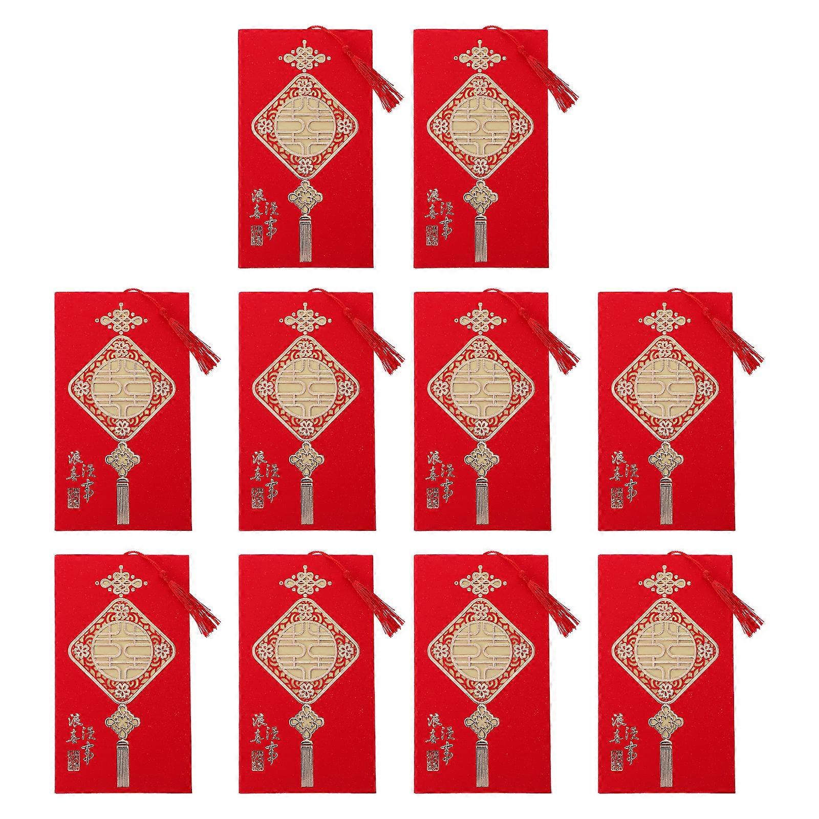Romantic Wedding Invitations Chinese Style Invitation Cards For Weddings And Parties Red Color 10Pcs